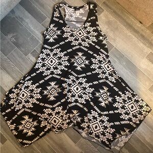 Vintage Trible Black White Print Jostar Dress Size XL